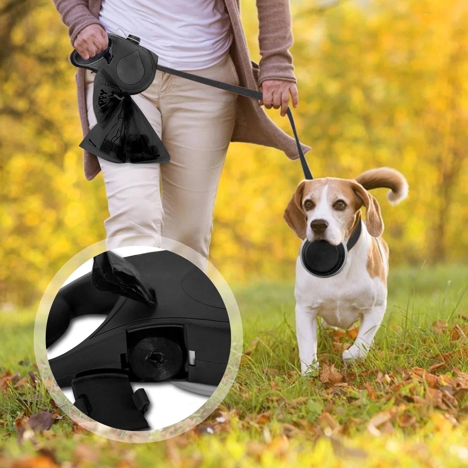 WoofyPack™I 2-in-1 Hondenriem met Waterfles & Poepzakhouder